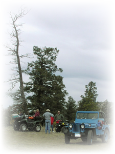 the Blue Mule on Aspen Ridge with several ATVers