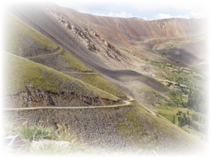 switchbacks on the side of Mt. Antero
